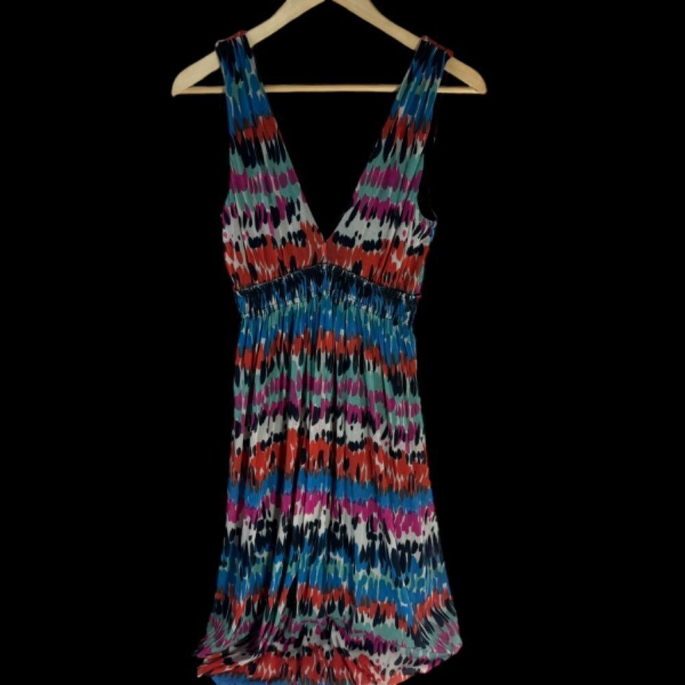 Anthropologie Weston Sleeveless V-Neck Watercolor Dress Sz M‎